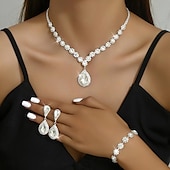 abordables Conjuntos de joyas-Juego de Joyas 4 piezas Brillante Legierung Pendientes Collare Pulseras Mujer Elegante Sencillo Lujo Geométrico Forma Geométrica Conjunto de joyas Para Aniversario Invitado a la boda Ocasión especial