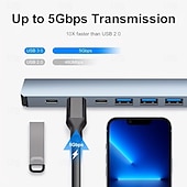 abordables Concentradores USB-Adaptador multipuerto USB C 8 en 1 con USB 3.0, USB 2.0, Tipo C, lector de tarjetas SD/TF y conector de audio de 3,5 mm. Compatible con MacBook, Windows, Android, iPad y dispositivos OTG. Plug and Play.