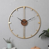 abordables Detalles para la pared-Reloj de pared artístico grande y moderno, reloj de pared grande, decoración artística, relojes de pared, decoración de oficina, minimalista, metal negro para cocina, dormitorio, negro, 60cm