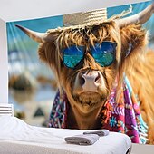 baratos tapeçarias de animais-praia iaque óculos de sol pendurado tapeçaria arte da parede grande tapeçaria mural decoração fotografia pano de fundo cobertor cortina casa quarto sala de estar decoração
