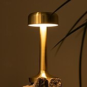 cheap Table Lamps-Rechargeable Metal Table Lamp Mushroom Shaped with 3-color Dimming Indoor Bedroom Living Room Atmosphere Desk Lamp USB Rechargeable