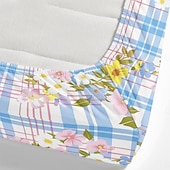 abordables Sábanas y funda de almohada-Juego de sábanas ajustables con patrón de primavera a rayas florales 100% algodón, sábanas sedosas y transpirables ultra suaves, sábanas con bolsillos profundos, tamaño queen king de 3 piezas