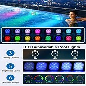 cheap Underwater Lights-2pcs Rechargeable Submersible Pool LED Light with Remote Control, LED Underwater Light Multicolor LED Diving Pool Light USB Timer Color Changing Aquarium Fish Tank Night Light