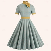 ieftine Rochii-Retro / vintage 1950 rockabilly Miezul zilei Rochii Rochie leagăn Rochie Flare Tartan / Carouri cadrilat Umbrelă Pentru femei Mascaradă Mascaradă Dată Petrecerea Burlăcițelor Adulți Rochie Rochii de