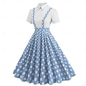 levne Šaty-Retro 50. léta Polední Šaty A-Line šaty Houpací šaty Puntíky Květinový Ovoce A-Linie Dámské předvečer Všech svatých Plesová maškaráda Svatební host Čajový dýchánek Běžné / Denní Dospělé Šaty Šaty pro