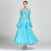 abordables Tenues de danse de salon-Danse de Salon Robe Strass Tulle Femme Utilisation manche longue Polyester