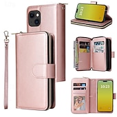 Недорогие Чехлы для iPhone-Чехол для iPhone 16 iPhone 15 Pro Max iPhone 14 13 12 11 Pro Max Mini SE X XR XS Max 8 7 Plus с кошельком и молнией с запястным ремешком подставка ретро TPU PU-кожа