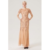olcso Öltözetek-Retró Ordító 20-as évek 1920-as évek Flapper ruha Felszerelések Koktélruha A nagy Gatsby Flapper lány Esküvői Vendég Flitter Női Esküvő Esküvői vendég Buli / Este Felnőttek 1 Karkötő Ruha Kesztyűk
