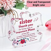 tanie Posągi-wyjątkowa akrylowa ozdoba w kształcie puzzli dla Twojej siostry, idealny inspirujący prezent na urodziny, święta, dekoracje stołu i wystrój domu