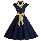 ieftine Rochii-Retro / vintage 1950 rockabilly Rochii Rochie leagăn Buline Pentru femei Carnaval Mascaradă Purtare Zilnică Petrecerea Burlăcițelor Adulți Rochie Rochii de acasă