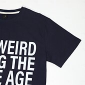 baratos Camiseta gráfica masculina-Homens Letra Estampas Abstratas Camiseta Camisetas gráficas Algodão Manga Curta Gráfico Camisa Preto Branco Azul Marinha Camiseta confortável Ao ar livre Rua Roupas de estilistas