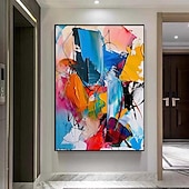 voordelige Abstracte schilderijen-kleurrijk pattle knife schilderij handgemaakt schilderij extra groot abstract schilderij groot canvas kunst schilderij voor woonkamer oversized muurkunst moderne abstracte kunst schilderij voor