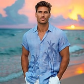 voordelige Heren Elite Overhemden-Voor heren Grafisch Tropische planten Overhemd Normaal shirt Hawaiiaans overhemd Korte mouw Hawaii Mode-casual Vakantie Dagelijks Hawaii Lente &amp; Herfst Revers Afdrukken blauw Groen Grijs