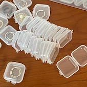 cheap Jewelry &amp; Cosmetic Storage-20/50pcs Mini Plastic Storage Box Square Transparent Portable Container Jewelry Holder Earrings Packaging Display Case Medicine Bin Jewlery Garbage Can Storage Cases Pp Accessories Clear Buds
