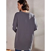お買い得  チュニックトップ-Tシャツ 女性用 ブラック イエロー 単色/無地 パッチワーク ポケット ストリート 日常 日常 クラシック ラウンドネック レギュラー S