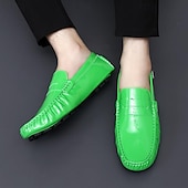 preiswerte Herrenpantoletten &amp; -slipper-Herren Loafer &amp; Slip On Mokkasin Penny Loafers Loafer fahren Wanderschuhe Geschäftlich Brautkleider schlicht Britischer Gentleman PU Rutschfest Halbschuhe Schwarz Weiß Gelb Herbst