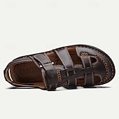 preiswerte Kleidungs-Sandalen-Herren-Fischersandalen aus hochwertigem Leder mit verstellbaren Riemen und rutschfester Sohle – perfekt für Sommerwanderungen und die Freizeit