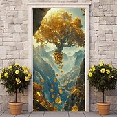 זול כיסויי דלתות-פנטזיה מפל מדורג דלת מכסה דלת שטיח קיר דלת וילון קישוט רקע דלת באנר לדלת הכניסה בית חווה אספקת עיצוב מסיבת חג