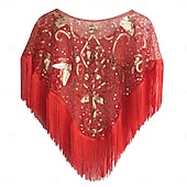 ieftine Șaluri și eșarfe-Retro / vintage Urlați 20 de ani Anii 1920 Costum de petrecere Șaluri Gatsby Charleston Invitat la nuntă Paiete Franjuri Costume de fancy Pentru femei Crăciun Carnaval An Nou Nuntă Invitat la nunta