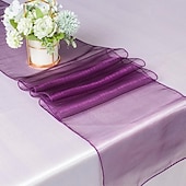 abordables Monsieur et Madame Mariage-10 pièces drapeau de table en fil de verre minimaliste moderne 30*275 cm drapeau de table de banquet de mariage d&#039;hôtel