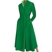 abordables Robes de travail-Femme Taille EU / US robe longue Robe unie Elégant Sexy Bouffantes Vacances Rendez-vous Ample Pois Plein manche longue Col V Noir et Blanc Noir Blanche Rouge Eté Printemps Automne Hiver