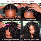 economico Parrucche di capelli veri senza cuffia-parrucche ricci con parte a v parrucche brasiliane ricci crespi dei capelli umani per le donne nere parrucche a forma di v senza lasciare fuori parrucche anteriori in pizzo aggiornamento parrucche