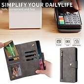 Недорогие Чехлы для Samsung-телефон Кейс для Назначение SSamsung Galaxy S24 S23 S22 S21 Ultra Plus A54 A34 A14 Примечание 20 10 S25 Ультра Кошелек для карт Молния с ремешком на запястье Откидная подножка Ретро ТПУ Кожа PU