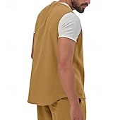 cheap Holiday-Men&#039;s Linen Shorts Summer Shorts Beach Shorts Set Pocket Drawstring Elastic Waist Plain Comfort Breathable Short Holiday Vacation Beach Hawaiian Boho Black Yellow