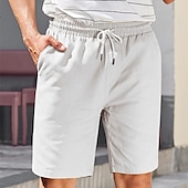 baratos Calções Estilo Casual-Homens Calção Shorts casuais Bolsos Com Cordão Cintura elástica Tecido Conforto Curto Ao ar livre Diário Casual Boho Preto Branco