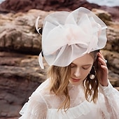 economico Cappelli per feste-fasce cappelli copricapo tulle organza cappello floscio cappello da sole piattino cappello da sposa tea party matrimonio elegante con bowknot copricapo copricapo
