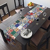 levne Běhouny na stůl-boho spojování dlaždic potisk běhoun ve venkovském stylu, výzdoba kuchyňského jídelního stolu, výzdoba potiskem běhouny na vnitřní venkovní dům na statku dovolená svatba dekorace na oslavu narozenin