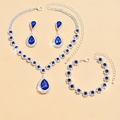 abordables Conjuntos de joyas-Juego de Joyas 4 piezas Brillante Legierung Pendientes Collare Pulseras Mujer Elegante Sencillo Lujo Geométrico Forma Geométrica Conjunto de joyas Para Aniversario Invitado a la boda Ocasión especial