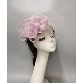 billige Coiffer-fascinators Hodeplagg Nett slørhatt Bryllup Damenes dag Med Kasket Blomster Hodeplagg Hodeplagg