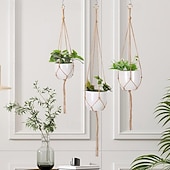 economico Decorazioni da parete-1pc cesto appeso per piante da giardinaggio con borsa a rete per vaso di fiori corda di iuta sospensione fioriera vaso di fiori fatto a mano borsa a rete cestini per piante fatti a mano