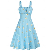 levne Šaty-Retro 50. léta Rockabilly Ke kolenům Šaty Houpací šaty Flare šaty Lodičkový Květinový Ovoce Jahody Maškarní kostým Dámské Čajový dýchánek Běžné / Denní loučení se svobodou nevěsty Dospělí Šaty Šaty