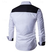 cheap Men&#039;s Non Iron Shirts-Men&#039;s Shirt Summer Shirt Casual Shirt Collared Shirt Button Up Shirt Black Wine Navy Blue Blue Long Sleeve Color Block Lapel Vacation Holiday Patchwork Clothing Apparel Polyester Fashion Casual
