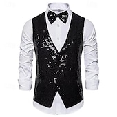 ieftine Blazere și veste-Retro / vintage Anii 1920 Γιλέκο Vestă Papion Gatsby Domn Croi Slim Bărbați Mascaradă Evenimente / Petrecere Birou/ Ceremonie / Nuntă Petrecerea Burlăcițelor Adulți Vestă Fundă