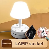 abordables electrodomésticos-Portalámparas de escritorio, lámpara de escritorio LED, luz de noche junto a la cama con enchufe que se puede utilizar en múltiples funciones. 3 tipos de luces ajustables. 3 * enchufe 2 * interfaz usb
