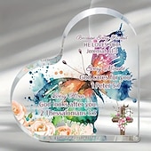 economico Statue-Placca a cuore in acrilico Regali cristiani per donne uomini Fede Natale Fermacarte in acrilico Regali religiosi di ispirazione Decorazioni per la casa Decorazioni per la camera Decorazioni per la
