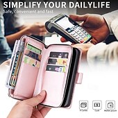 Недорогие Чехлы для iPhone-Чехол для iPhone 16 iPhone 15 Pro Max iPhone 14 13 12 11 Pro Max Mini SE X XR XS Max 8 7 Plus с кошельком и молнией с запястным ремешком подставка ретро TPU PU-кожа