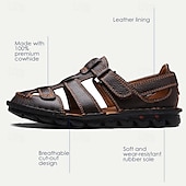 preiswerte Kleidungs-Sandalen-Herren-Fischersandalen aus hochwertigem Leder mit verstellbaren Riemen und rutschfester Sohle – perfekt für Sommerwanderungen und die Freizeit