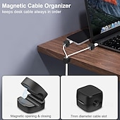 cheap Cable Organizer-12 Pieces Magnetic Cable Organizer Clips – Compact Cord Holders for USB, Type-C, Lightning – Desk Wire Management Cubes