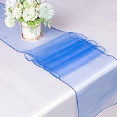 abordables Monsieur et Madame Mariage-10 pièces drapeau de table en fil de verre minimaliste moderne 30*275 cm drapeau de table de banquet de mariage d&#039;hôtel