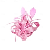 Недорогие Фасцинаторы и шляпы-Чародеи Головные уборы Аксессуары для волос Полиэстер Федора Широкополая шляпа Цилиндр Скачки коктейль Элегантный стиль Винтаж С Пух Бант Заставка Головной убор