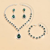 abordables Conjuntos de joyas-Juego de Joyas 4 piezas Brillante Legierung Pendientes Collare Pulseras Mujer Elegante Sencillo Lujo Geométrico Forma Geométrica Conjunto de joyas Para Aniversario Invitado a la boda Ocasión especial
