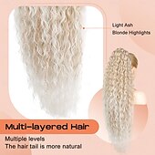cheap Ponytails-Drawstring Ponytail Extension Long Lightweight Full Natural Curly Fake Pony Tail Multi Layered Soft Clip in Hair Extensions Ponytail Synthetic Hairpiece