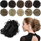 abordables Chignons-postiche chignon bouton de rose extensions de chignon bouclés chouchou chignon peignes synthétiques en chignon désordonné morceau de cheveux pour femmes blonde naturelle
