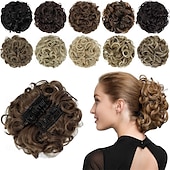abordables Chignons-postiche chignon bouton de rose extensions de chignon bouclés chouchou chignon peignes synthétiques en chignon désordonné morceau de cheveux pour femmes blonde naturelle