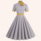 ieftine Rochii-Retro / vintage 1950 rockabilly Miezul zilei Rochii Rochie leagăn Rochie Flare Tartan / Carouri cadrilat Umbrelă Pentru femei Mascaradă Mascaradă Dată Petrecerea Burlăcițelor Adulți Rochie Rochii de