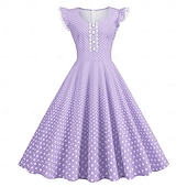levne Šaty-Retro 50. léta Rockabilly Šaty Houpací šaty Flare šaty Puntíkované Dámské předvečer Všech svatých Plesová maškaráda Na den loučení se svobodou nevěsty Dospělí Šaty Šaty pro návrat domů